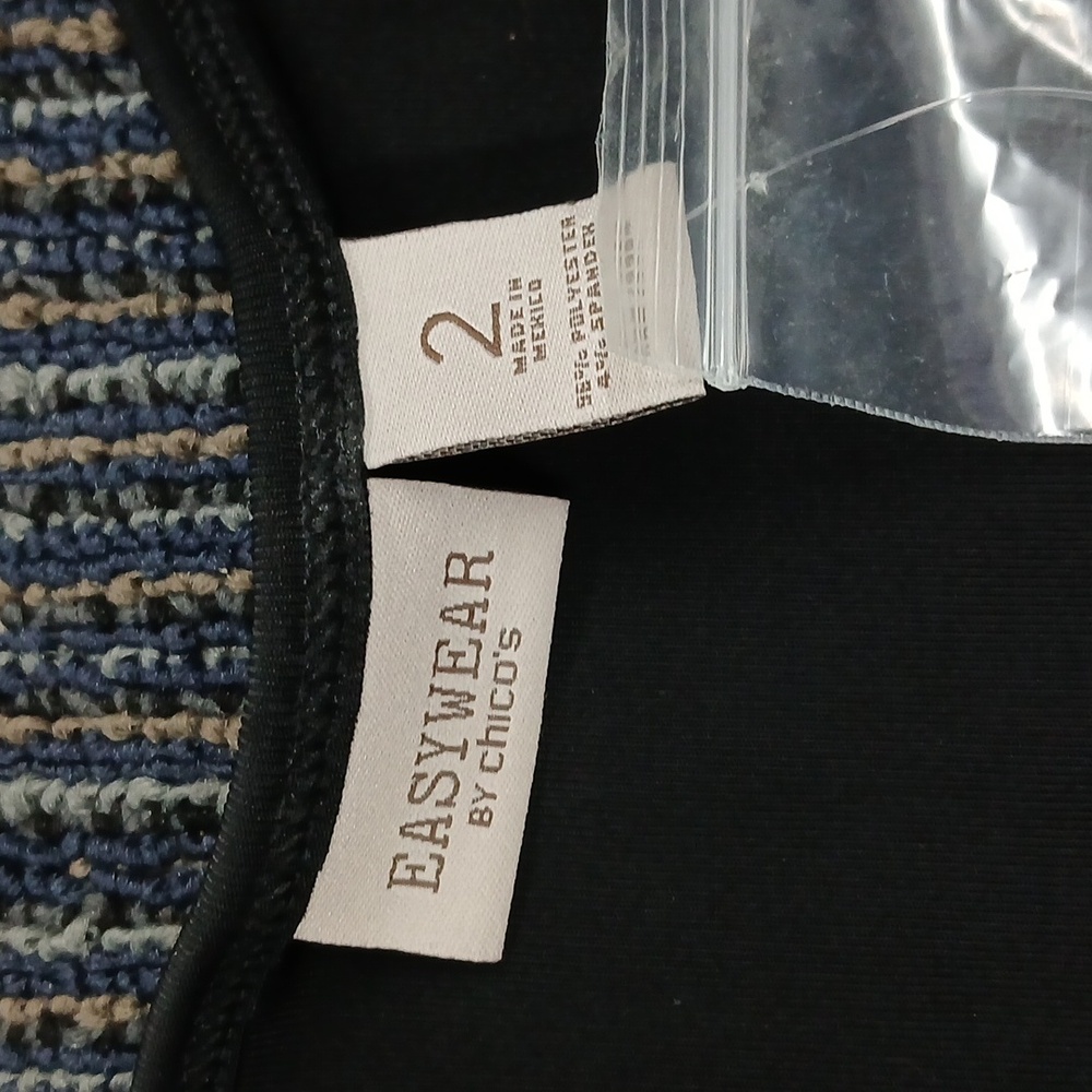 Chicos Easywear Natalie3/4 Sleeve Size 2 US M Black Slinky Knit Nwt - Picture 4 of 6